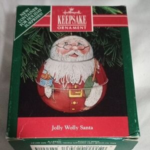 Hallmark Keepsake Jolly Wolly Santa Ornament - Red and White